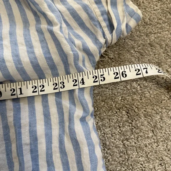 J‎ Crew Baird McNutt Irish Linen Striped Button Down Shirt Womens XL Blue White - Picture 7 of 10